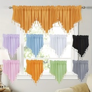 1pc Triangle Short Curtain for Kitchen and Bedroom Decor - Rod Pocket Half Window Curtain with Solid Color Design