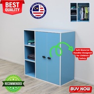 ROAM Children Wardrobe Cabinet 2 Door Almari Baju Murah Kanak Kanak Rak Baju Cupboard Blue Color with Hanging Rod