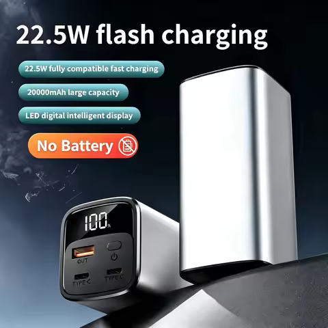 22.5W PD QC Fast Charge Aluminum DIY Power Bank Case Digital LED Display 4x21700 Battery Portable Ch
