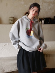 2 顔色 A for Apple 大大廓形慵懶鬆弛連帽大學 T 寬鬆蘋果膠印衛衣