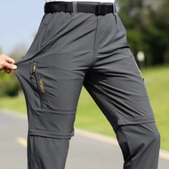 L-7XL Men Women Detachable Cargo Outdoor Pants Shorts Quick Dry Elastic Waist Sport Zipper Pocket Lo