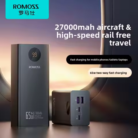 27000mAh PD 65W ROMOSS Power Bank External Battery Fast Charge USB C Powerful Portable Powerbank for