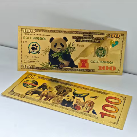 8design high quality Tiger Panda Whale $100 Dollar gold banknote Animal Banknote Christmas Birthday 