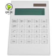 QIUJUU Calculator, Crystal Button Dual Powered Desktop Calculator, Portable Plastic 12 Digits White 