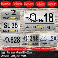 T13 Acrylic+ Stainless Steel Sticker House Number Plate (NO RETURN, REFUND &amp; CANCELLATION)(CUSTOM MADE ITEM)