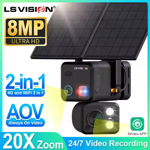 LS VISION 24/7 Recording 4g Sim &Wifi Security Camera Outdoor AOV 20 Watt Solar Panel Cctv AI Detect