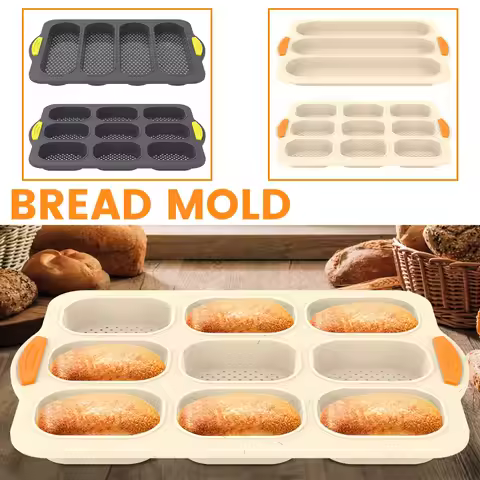 Hamburger Bun Mold Non-Stick Food Grade Silicone Bread Loaf Pan Baguette Pan French Bread Baking For