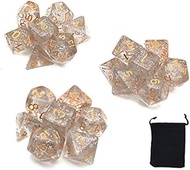 DollaTek Glitter Dot Polyhedral Dice Set Table Games Dice 3 Sets Dice 3 x 7 (21 Pieces) Dice Series 