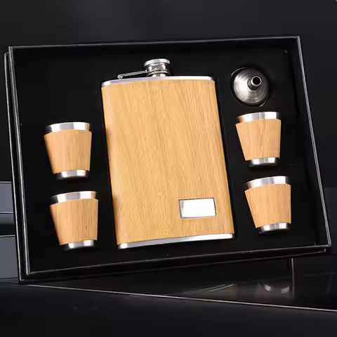 9Oz Stainless Steel Men's Hip Flask Set Outdoor Portable Hip Flask Wine Glass Funnel Alcohol Contain
