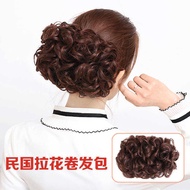 Wig Female Style Short Hair Republic of China Cheongsam Curly Hair Wrapping Flower Plate Hair Device