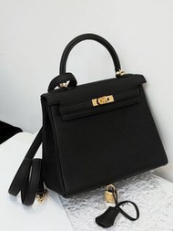 Hermes Kelly 25 黑色金釦 Togo W stamp