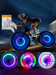 2入組/包多色led自行車輪胎燈,usb/電池供電的輻射燈,ip65防水,2/3模式自行車燈,超亮自行車裝飾和安全警示燈