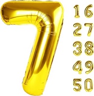 40 Inch Gold Balloon Number 7 First Birthday Jumbo Mylar Foil Helium Balloon for 17 27 37 Birthday D