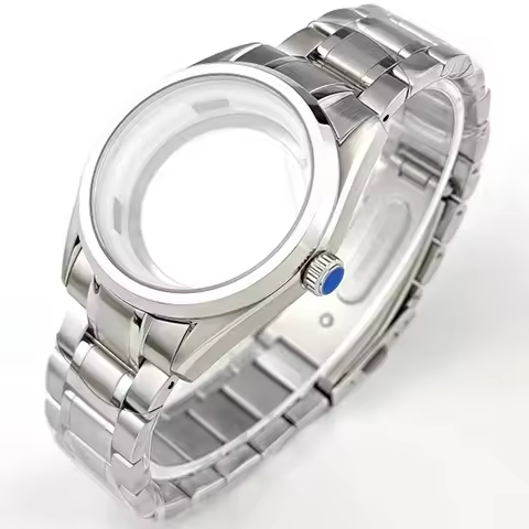 39.5mm No logo Silver Watch Case Fit 33.5mm Dial For Seiko Grand NH35/36/34 Automatic Movement Sapph