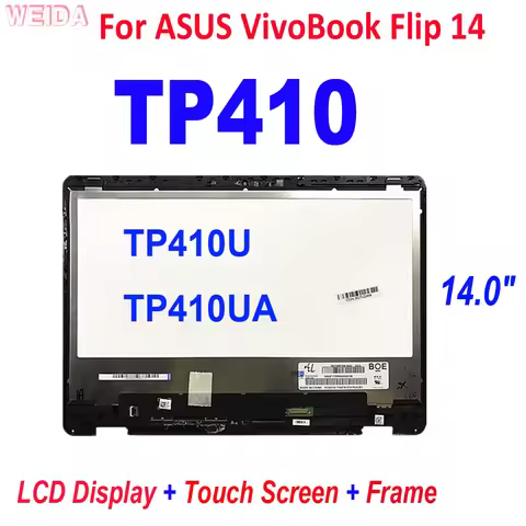 14.0" LCD For ASUS VivoBook Flip 14 TP410 TP410U TP410UA FHD LED Screen Laptop LCD Display Touch Scr