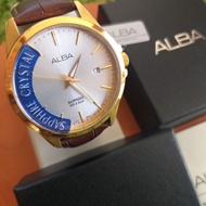 ORIGINAL! ALBA Silver/ Brown Mens Formal Quartz Watch