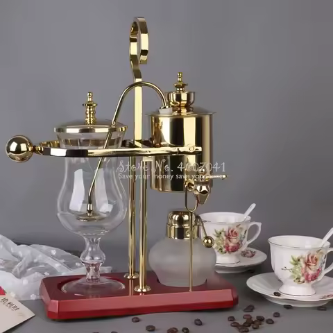 Luxury Rose Gold Glass Syphon Coffee Maker for 4 Cups Belgian Design Royal Family Balance Polished F