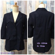 HITAM 3/4 Sleeve Black Blazer, L*M Brand Fit to ML [Preloved]