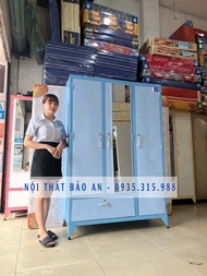 Tủ quần áo 3 cửa sơn tĩnh điện 1m2x1m8 màu xanh da trời có hộc BẢO AN