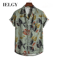 IELGY MV08 Mens Short Sleeve Floral Hawaiian Shirt