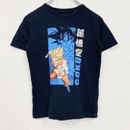 古著七龍珠短袖動畫印花 T 卹，以孫悟空為特色，角色，復古設計，圓領，黑色