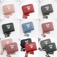 PU Women's Solid Color Love Minimalist Short Zipper Clutch Card Bag Wallet Wallet