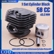58CC Chainsaw Cylinder Piston Kit / 5800 / 45.2MM / Cylinder Block Assy Komplit Blok Chainsaw 58cc /