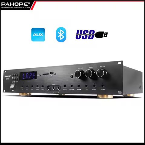 PAHOPE Professional dual-channel Power Amplifier Small Conference Classroom Home Karaoke AUX BT USB 
