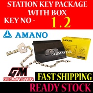 ( Package A ) Amano Station Key Watchman Clock Key With Box - Amano Key No 1,2