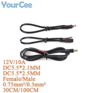 DC Power Cable 5.5x2.1mm 5.5x2.5mm Male Female 12V 10A Plug Adapter Connector Line Wire 18AWG 30CM 1
