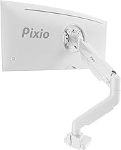 Pixio PS2S White Ultrawide Heavy-Duty Premium Single Monitor Arm Stand Desk Mount - Fits up to 49 in