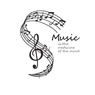 {KDJFG} Music Wall Stickers Music Is The Medicine Of The Mind Mural Musical Notes Stave Vinyl Decal 