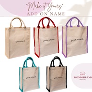 Personalised Canvas Tote Bag with ADD ON Name | Embroidery name | Beg Nama | DIY Bag | Custom Name G