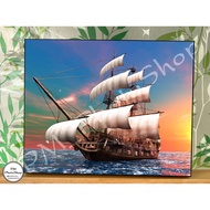 Photo Of Junk Ship To Enhance Feng Shui Wall Decoration Home Picture With Floating Round Size 40.6x5