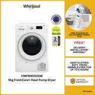 Whirlpool HWFB9002GW 9kg Freshcare+ Heat Pump Dryer with 2 Years Warranty + Free Stacking Kit KCL103 (WPRO)