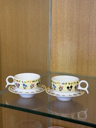 Disney Mickey Minnie Donald Daisy Cup Saucer Set in Yellow