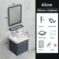 NINI aluminium Kabinet bilik mandi Kabinet Set Sink seramik dengan cermin dan rak Basin Kabinet Bercermin Sinki Tandas