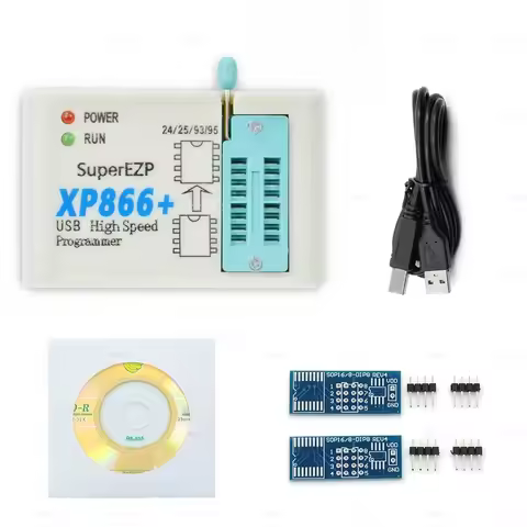 Original CH554T XP866 USB SPI Programmer with 2 Adapter Support 24 25 93 95 EEPROM Flash Bios Better