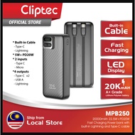 CLIPTEC MPB250 /  MPB260  / 20000MAH 22.5W+PD20W FAST CHARGING POWER BANK WITH BUILT-IN LIGHTNING AN