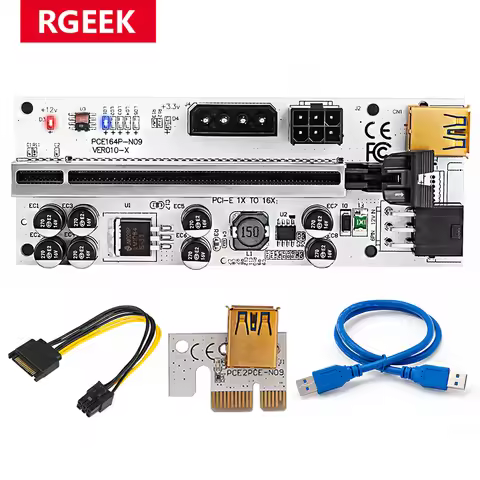 RGeek Pcie Risers 009S VER010 V011 USB 3.0 PCI-E Riser PCI Express 1X 4x 8x 16x Extender Adapter SAT