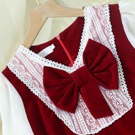 Mập Fashion ( 50 - 90 KG) ĐẦM NHUNG ĐỎ PHỐI REN DÀI TAY