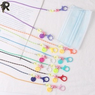 RL HW Face Mask Lanyard for Children Adults Safety Mask Rest Holder Acrylic Smiley Face Hanging Chai