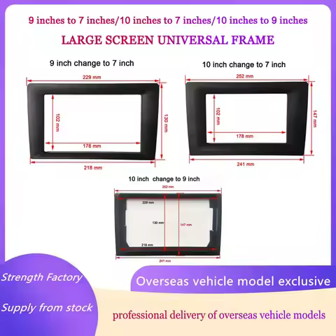 Vehicle Radio Fascia 9 Inch To 7 Inch/10 Inch to 7 Inches/10 Inch to 9 Inches 2 Din Car Radio Fascia