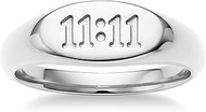 Engraved 1111 Angel Number Oval Signet Band Ring for Women Men, 14k Gold Plated Titanium and Stainle