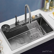 Stainless Steel Waterfall Pull-out Kitchen Flying Rain Sink Sink Large Single Sink Faucet Wash Basin