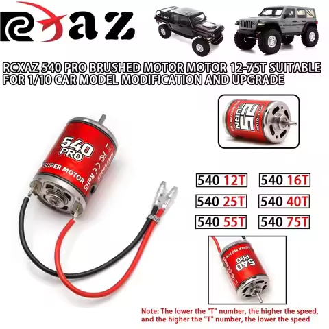 RCXAZ RC 540 PRO Brushed Motor 12T 16T 25T 40T 55T 75T RC 540 Brushed Motor Waterproof For 1/10 RC C