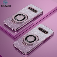 Magnetic Gradient Silicone Phone Case Samsung Galaxy S10 Plus S10 S9 Plus S9 S8 S8 Plus Glitter Bling Wireless Charging Bracket Holder Stand Cover