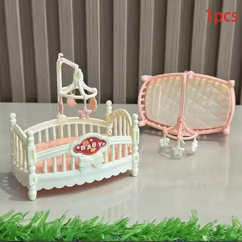 1pc Dolls House Miniature Cradle Bed, Dolls House Bedroom Bed Furniture, Desktop Miniature Decor, Ch
