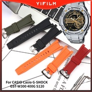 YIFILM Steel Band Silicone Watch Band For CASIO G-SHOCK GST-W300 400G S120 GST-W120L W130L S100 S110 Resin accessories Watch Strap