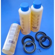 Kawasaki D Tracker 150 (KLX150 USD-Fork) - Fork Oil Seal Set + Dust Seal Set + Fork Oil (3) // Upsid